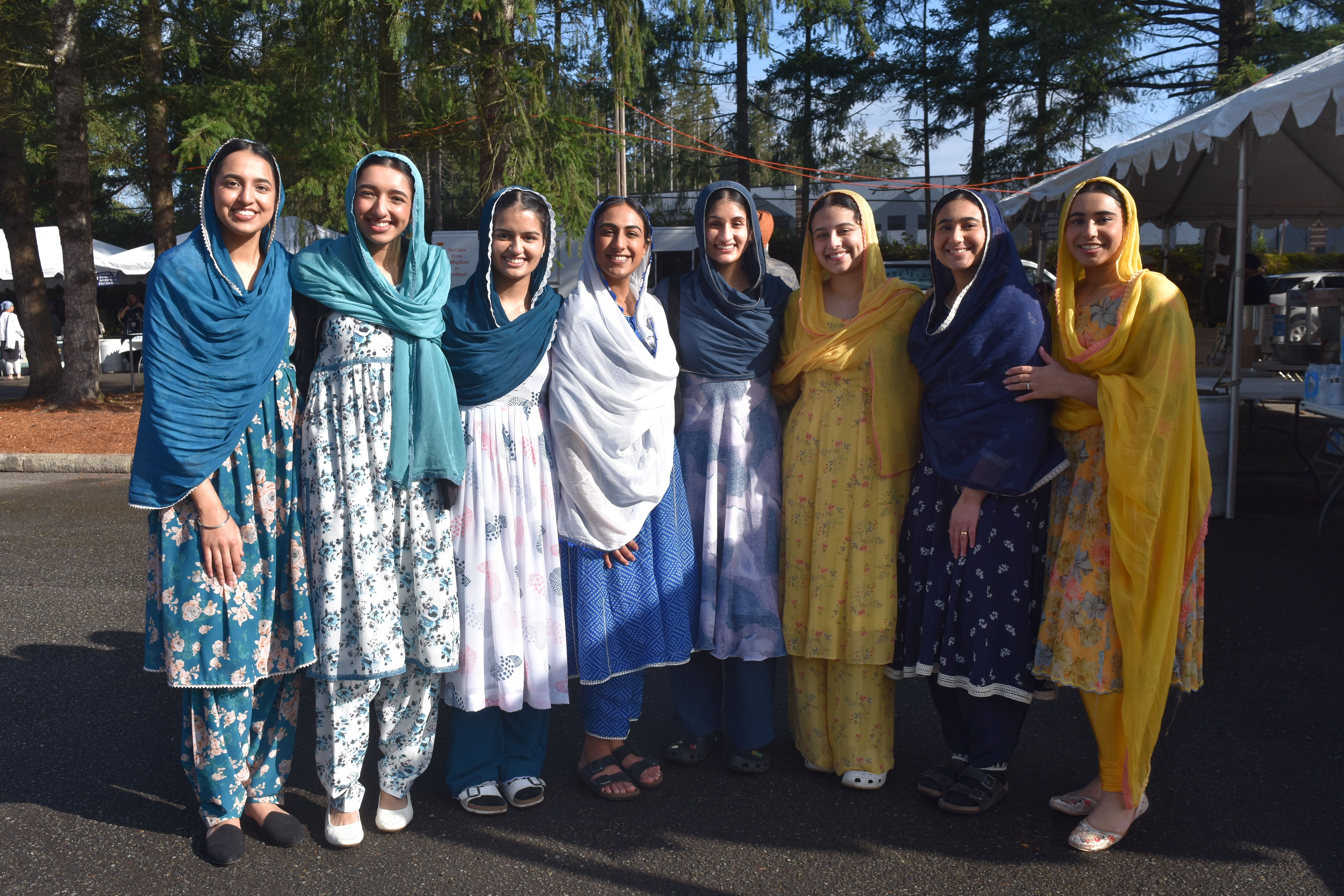 Young women gathered at a Khalsa Gurmat Center community event