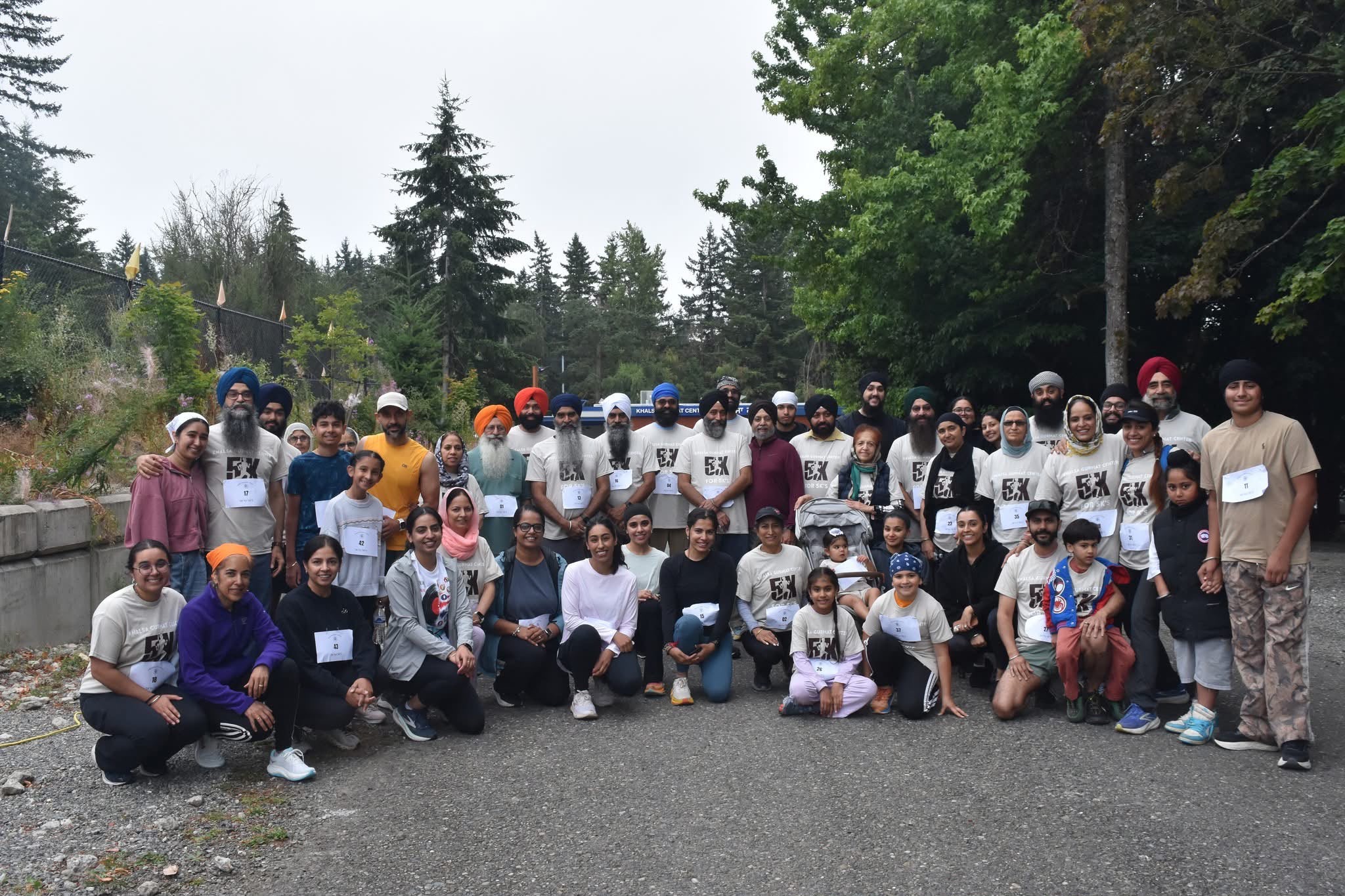 Khalsa Gurmat Center families gathered for a community run